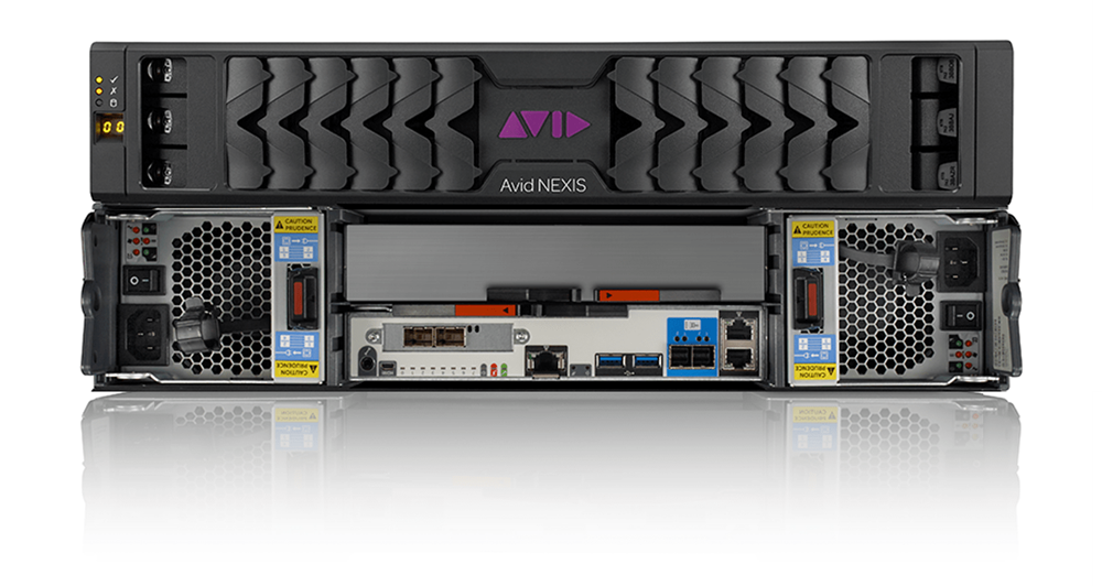 Avid NEXIS Pro shared media storage hardware front and rear stacked