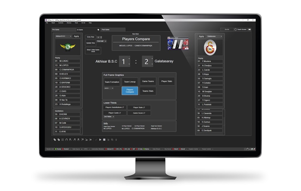 Player comparison live sports graphics created with Maestro Live